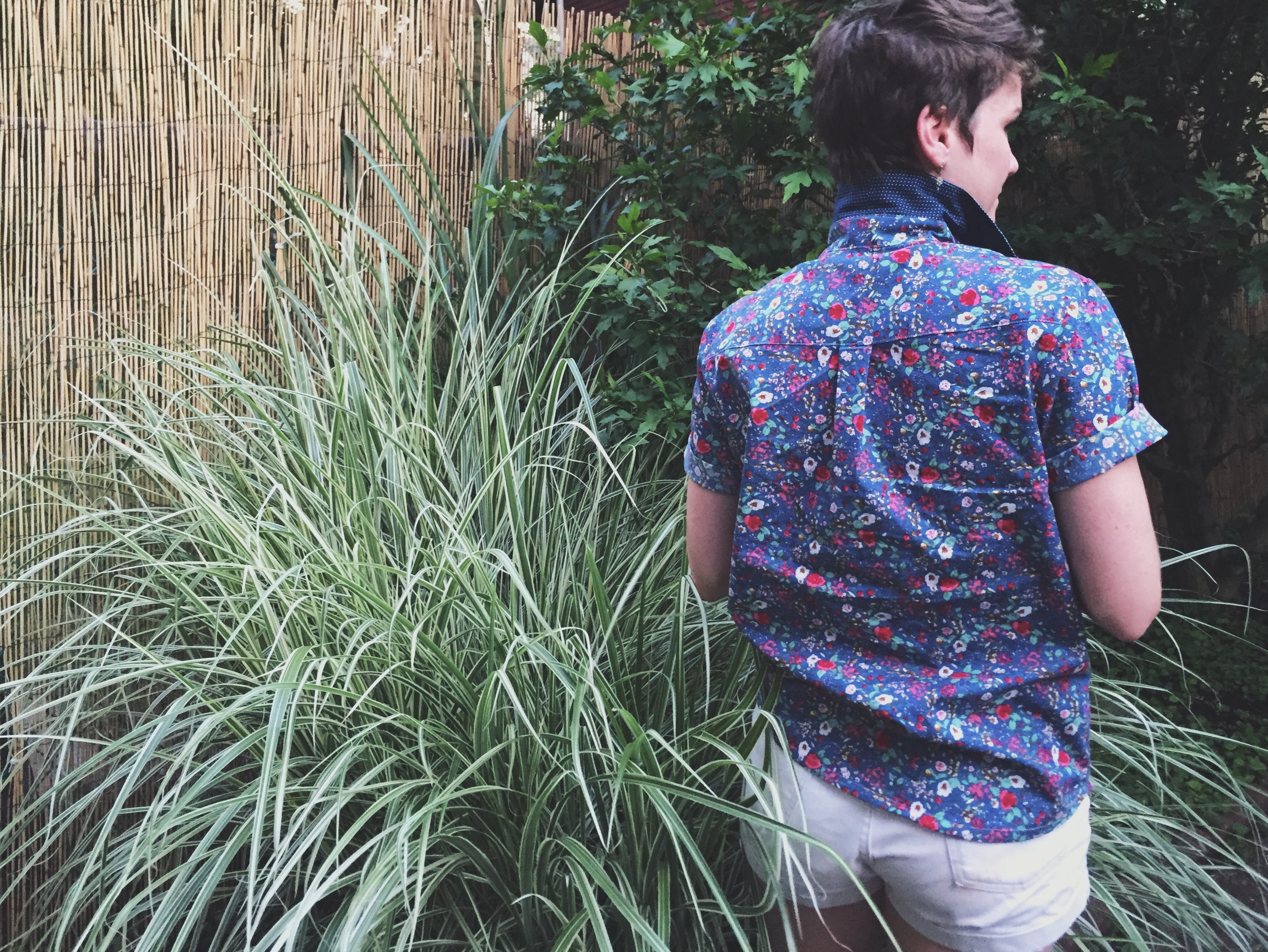 back view of archer button up shirt