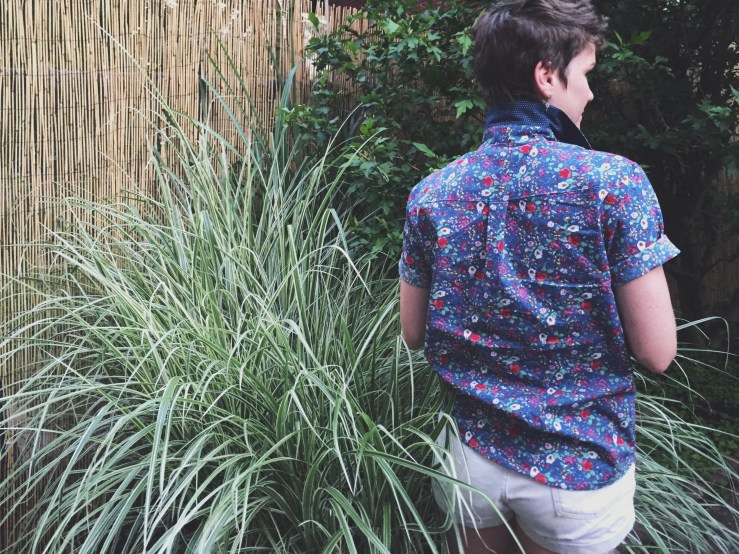 back view of archer button up shirt