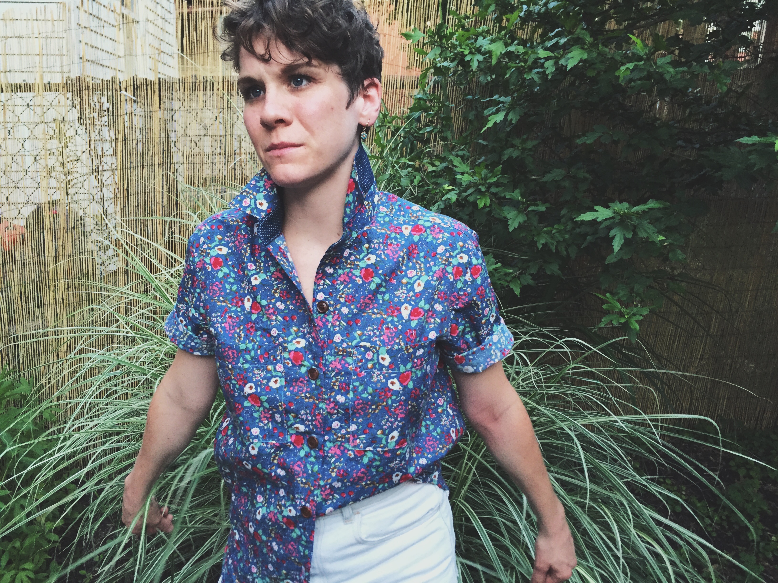 front view of archer button up shirt