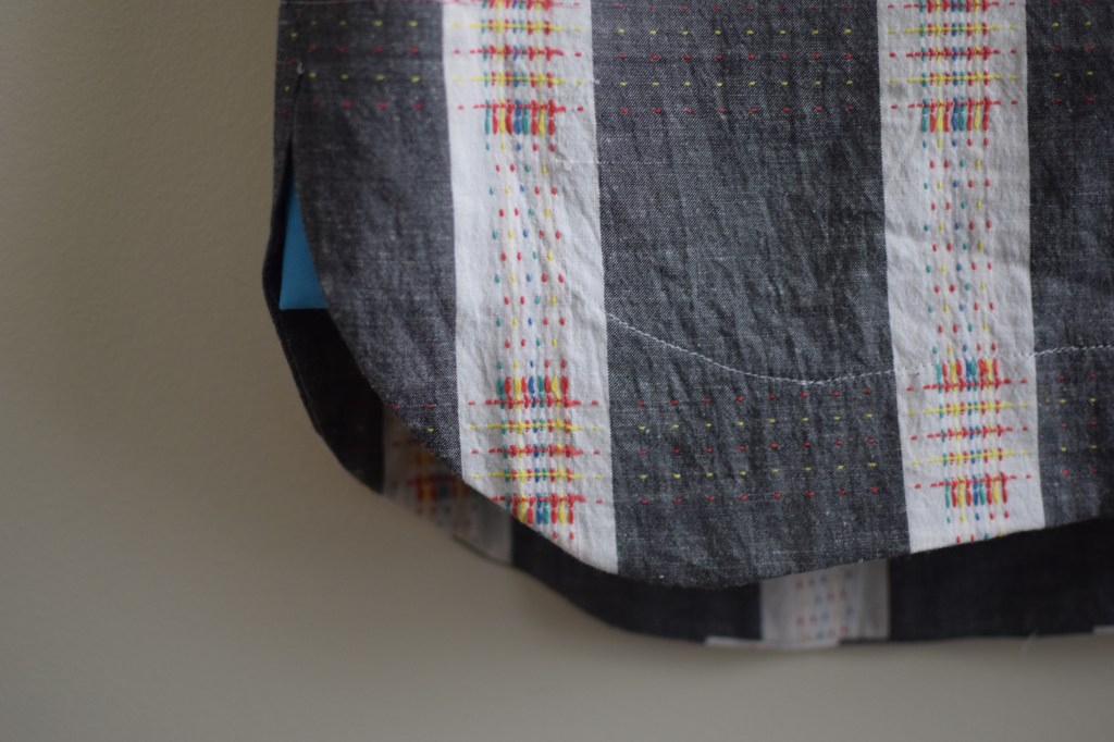 a closeup of the hem facing.